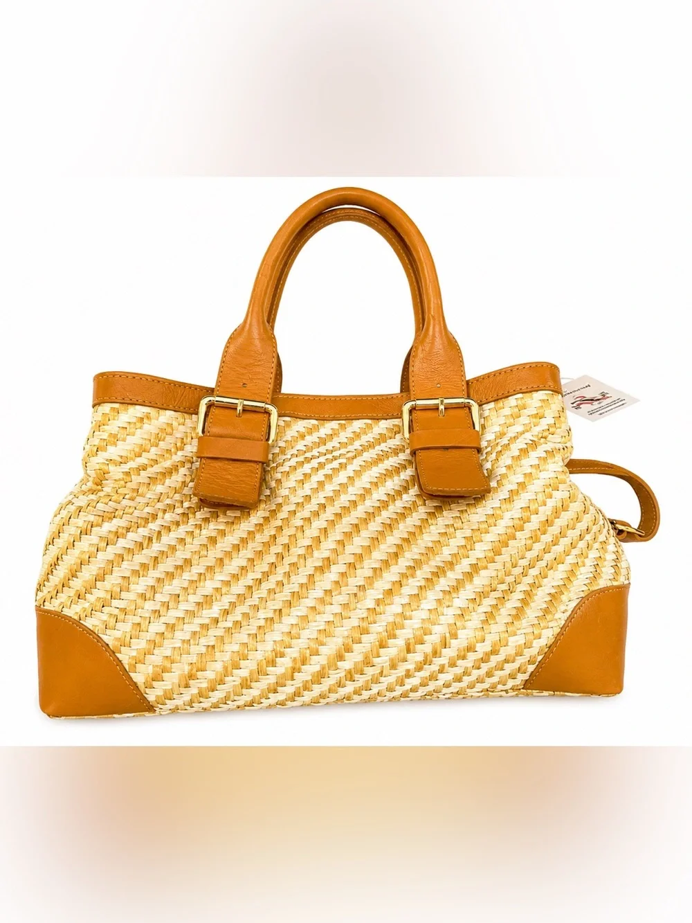 Divina Firenze Italian Leather Straw Bag BNWT Made in Italy $498 Retail🤎